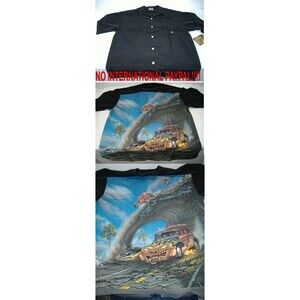 New Mens RIETVELD USA Large Shake And Bake Black Button Camp Shirt MSRP $68